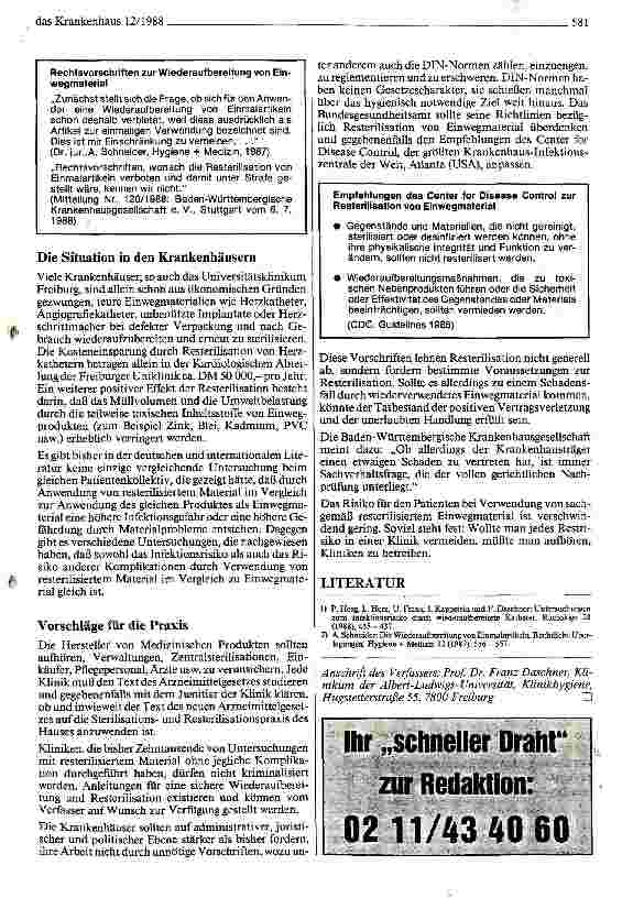 Vorschauseite 2: Das neue Arzneimittelgesetz - Einwegmaterial und Resterilisation