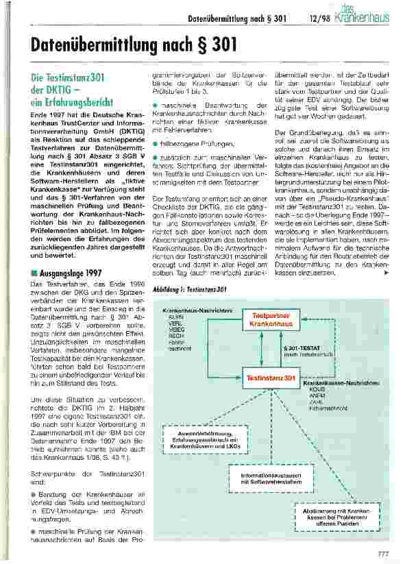 Vorschauseite 1: Die Testinstanz 301 der DKTIG - ein Erfahrungsbericht