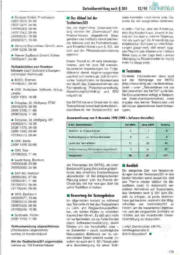 Vorschauseite 3: Die Testinstanz 301 der DKTIG - ein Erfahrungsbericht
