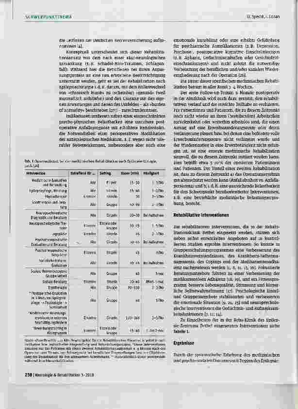 Vorschauseite 2: Rehabilitation nach Epilepsiechirurgie