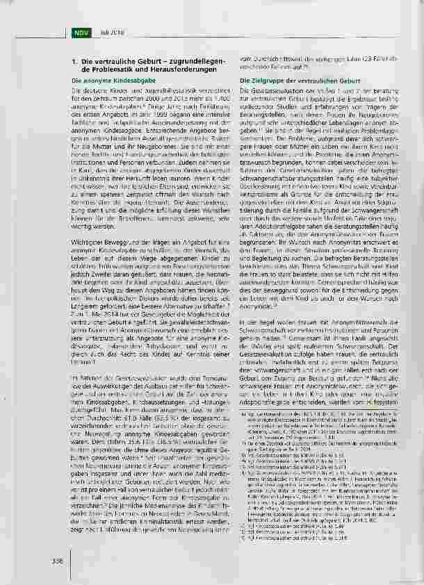 Vorschauseite 2: Empfehlungen des Deutschen Vereins zur vertraulichen Geburt