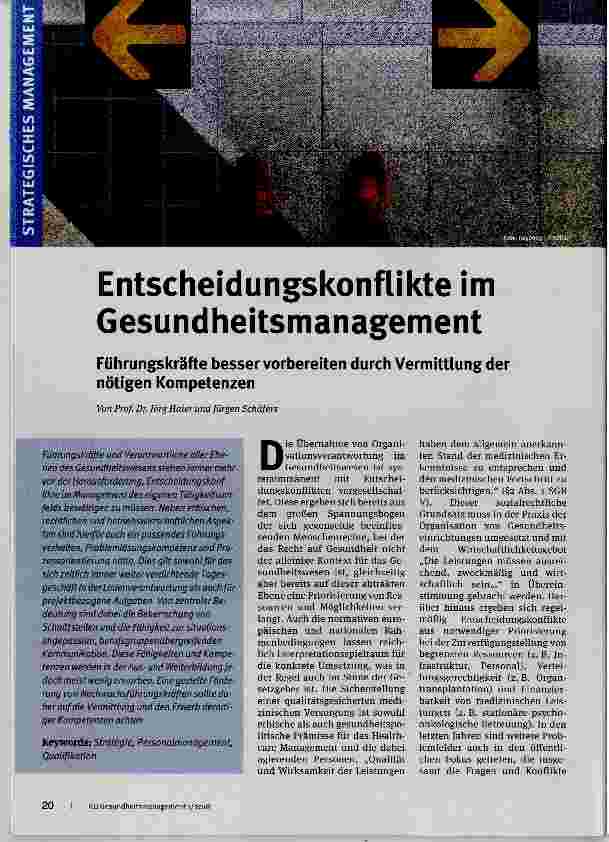 Vorschauseite 1: Entscheidungskonflikte im Gesundheitsmanagement