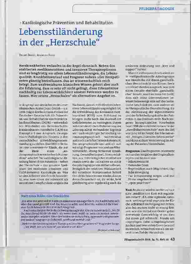Vorschauseite 1: Lebensstiländerung in der ..Herzschule