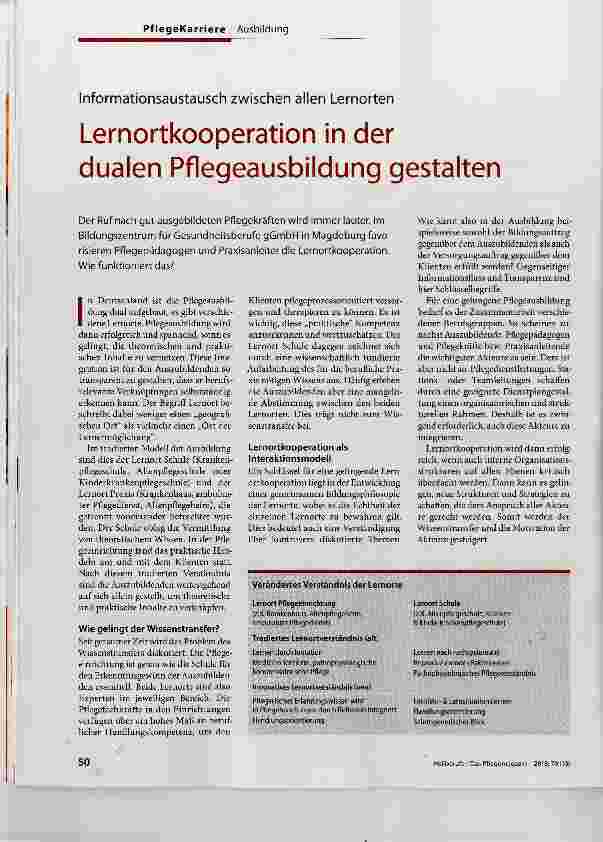 Vorschauseite 1: Lernortkooperation in der dualen Pflegeausbildung gestalten