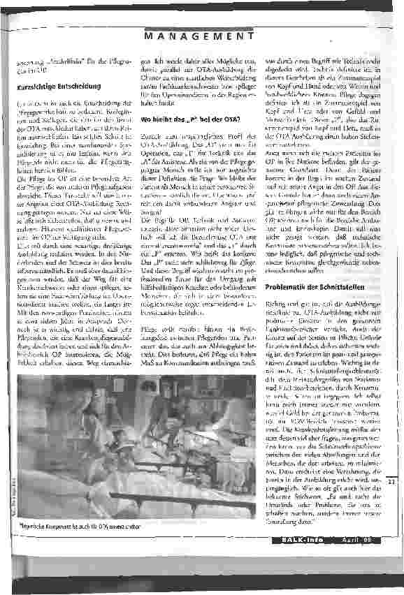 Vorschauseite 2: Der besondere Stellenwert der Pflege im Operationssaal Die Ausbildung zum Operationstechnischen Assistenten sollte auch pflegerische Aspekte berücksichtigen. Ein Plädoyer