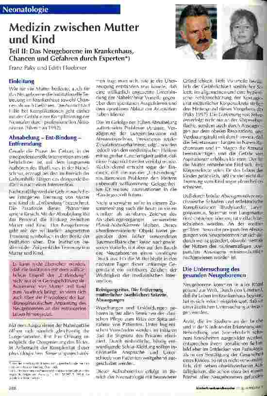 Vorschauseite 1: Medizin zwischen Mutter und Kind Teil II: Das Neugeborene im Krankenhaus, Chancen und Gefahren durch Experten