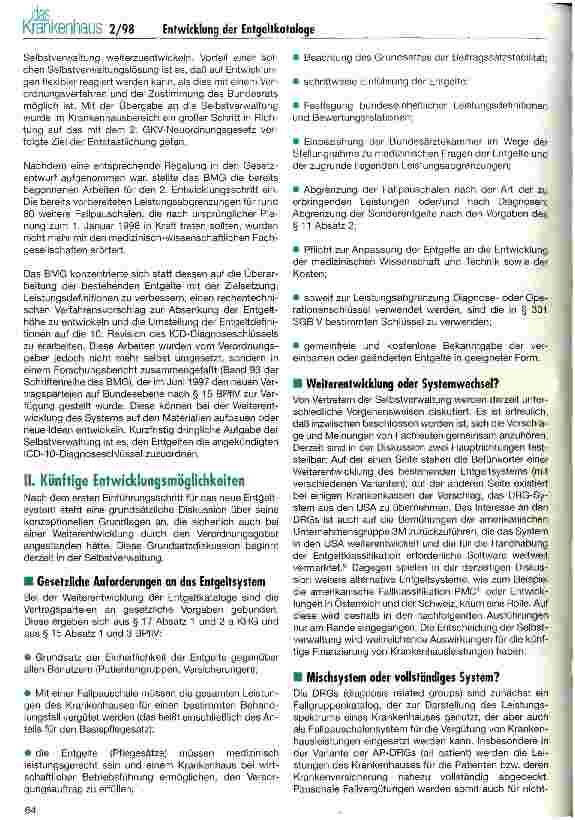 Vorschauseite 5: Entwicklung der Entgeltkataloge für Fallpauschalen und Sonderentgelte