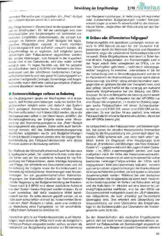 Vorschauseite 6: Entwicklung der Entgeltkataloge für Fallpauschalen und Sonderentgelte