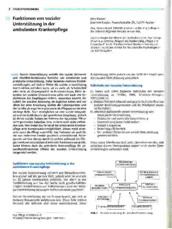 Vorschauseite 1: Funktionen von sozialer Unterstützung in der ambulanten Karankenpflege
