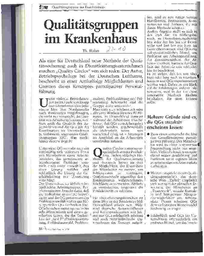 Vorschauseite 1: Qualitätsgruppen im Krankenhaus