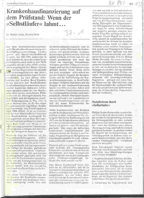 Vorschauseite 1: Krankenhausfinanzierung auf dem Prüfstand: Wenn der Selbstläufer lahmt...