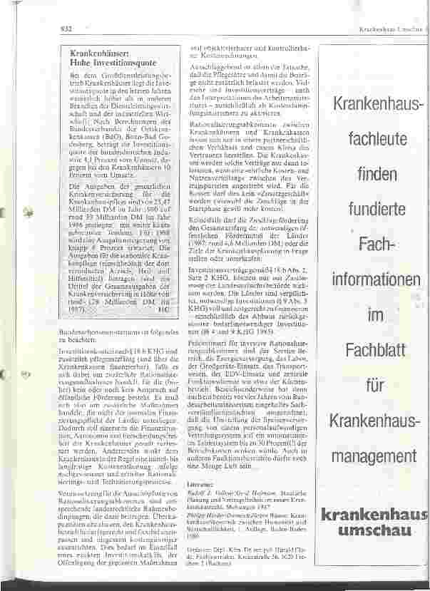 Vorschauseite 3: Krankenhausfinanzierung auf dem Prüfstand: Wenn der Selbstläufer lahmt...