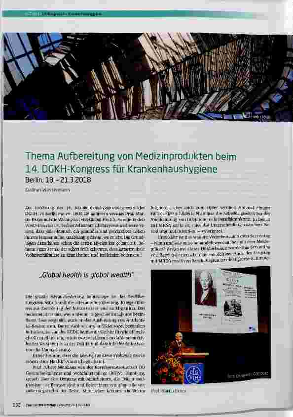 Vorschauseite 1: Thema Aufbereitung von Medizinprodukten beim 14. DGKH-Kongress für KrankenhaushygieneBerlin, 18. - 21.3.2018