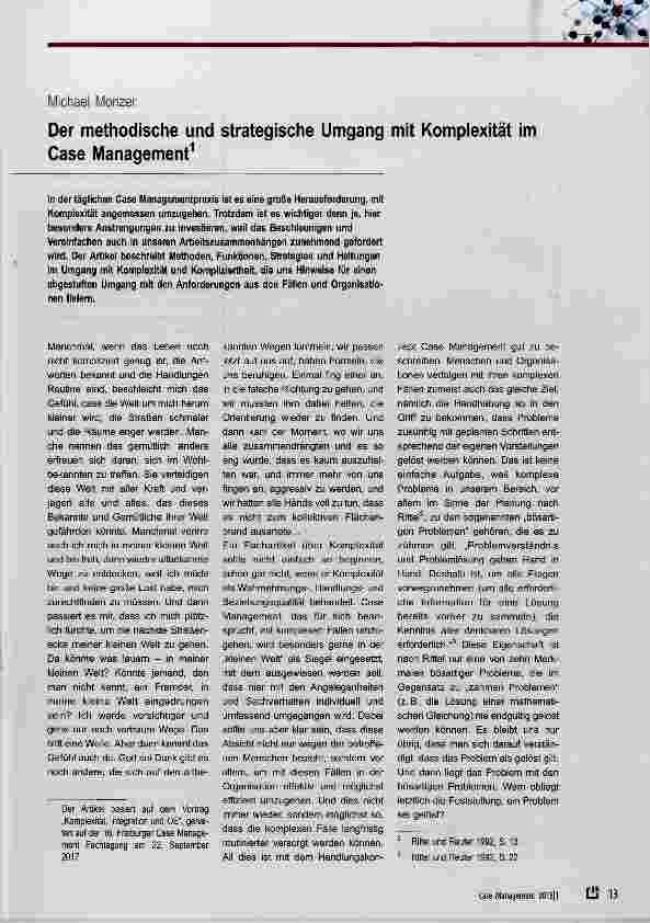 Vorschauseite 1: Der methodische und strategische Umgang mit Kompiexität im Case Management