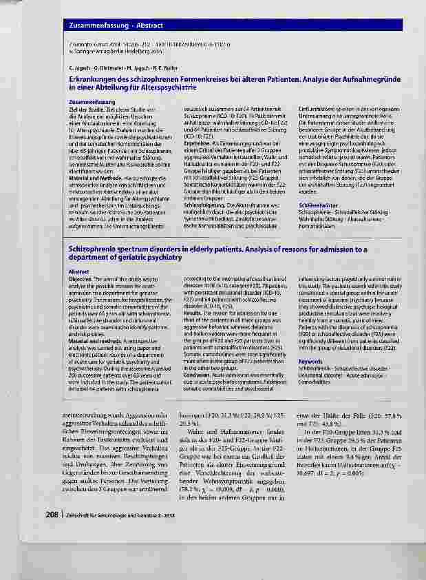 Vorschauseite 3: Erkrankungen des schizophrenen Formenkreises bei älteren Patienten