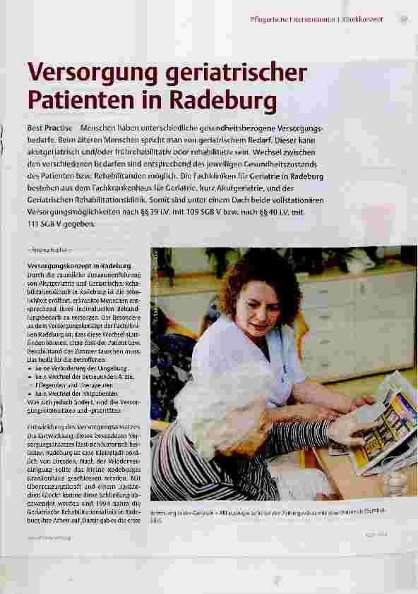 Vorschauseite 1: Versorgung geriatrischer Patienten in Radeburg