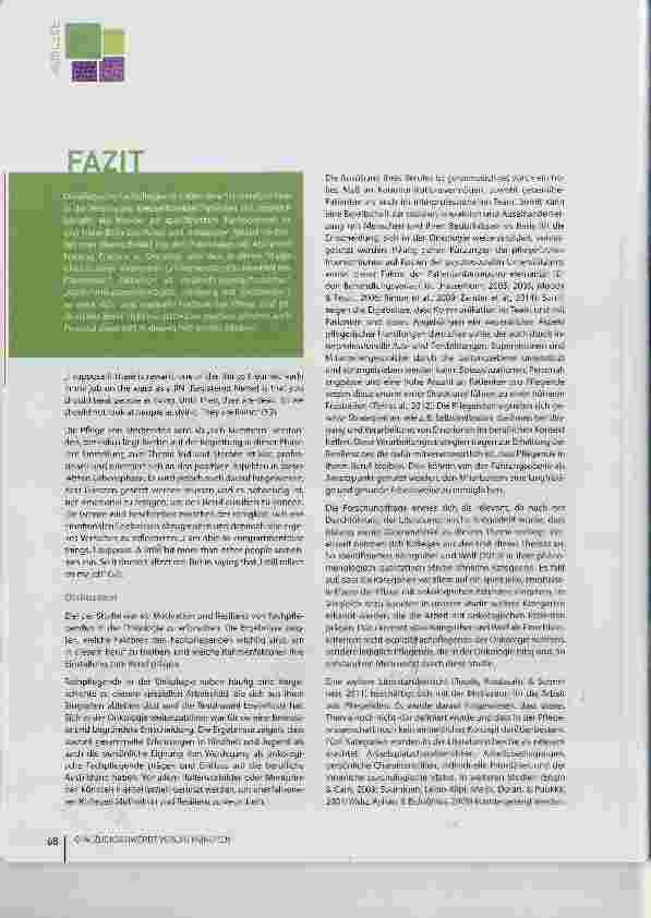 Vorschauseite 5: Motivation und Resilienz von onkologischen Fachpflegenden eine qualitative Studie