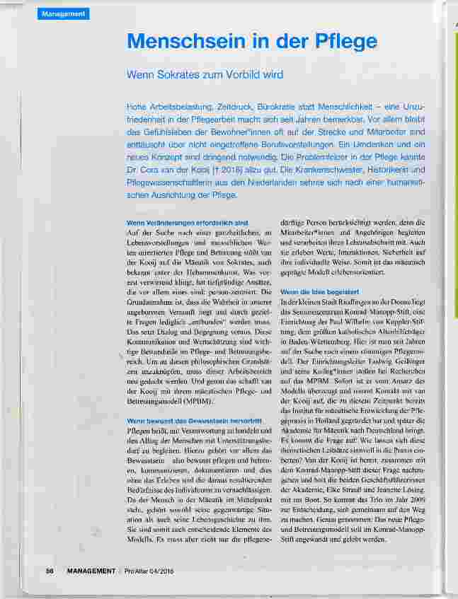 Vorschauseite 1: Menschsein in der Pflege