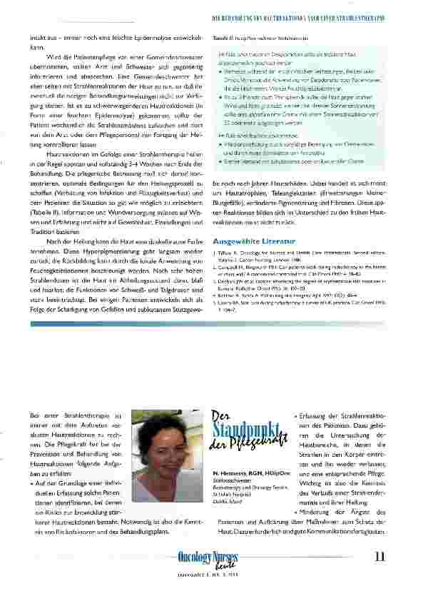 Vorschauseite 2: Die Behandlung vopn Hautreaktionen nach einer Strahlentherapie
