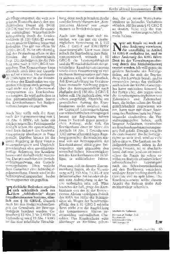 Vorschauseite 2: Entwurf des Gesundheits-Reform-Gesetzes (GRG-E) und Krankenhaus Kritische Anmerkungen aus rechtlicher Sicht zu einigen Kernproblemen