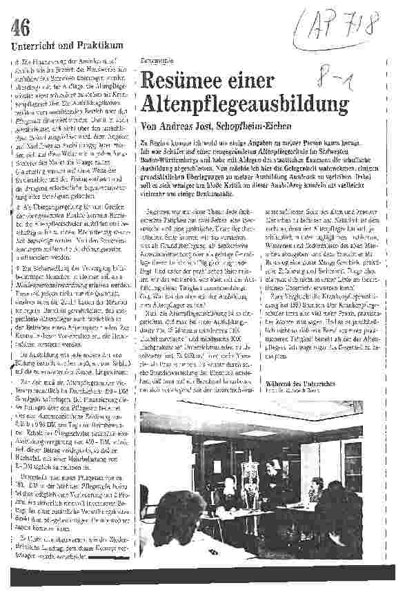 Vorschauseite 1: Resümee einer Altenpflegeausbildung