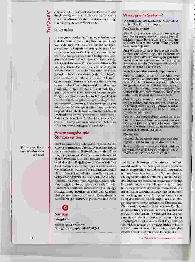 Vorschauseite 2: Exergames: ein neuer Trend in Therapie und Training mit Alteren?