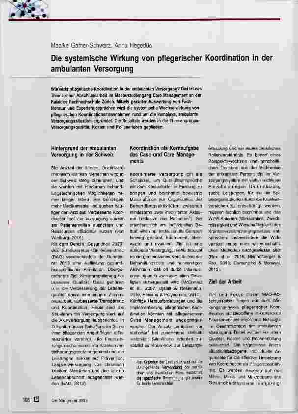 Vorschauseite 1: Die systemische Wirkung von pflegerischer Koordination in der ambulanten Versorgung