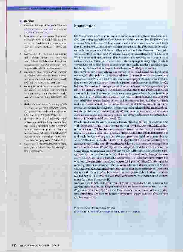 Vorschauseite 3: Kopfhauben im OP: Spielt der Haubentyp eine Rolle für die postoperative Infektionsrate?