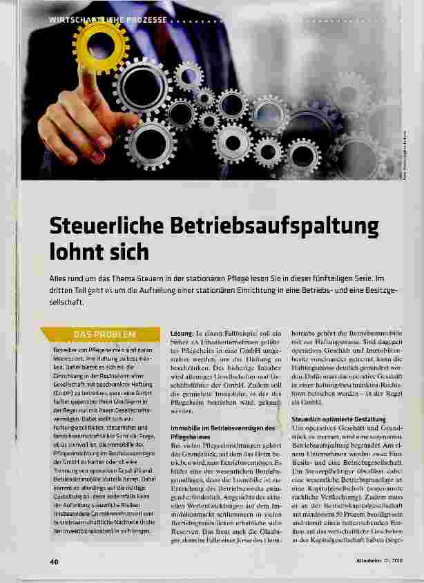 Vorschauseite 1: Steuerliche Betriebsaufspaltung lohnt sich