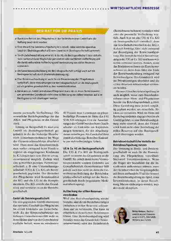 Vorschauseite 2: Steuerliche Betriebsaufspaltung lohnt sich