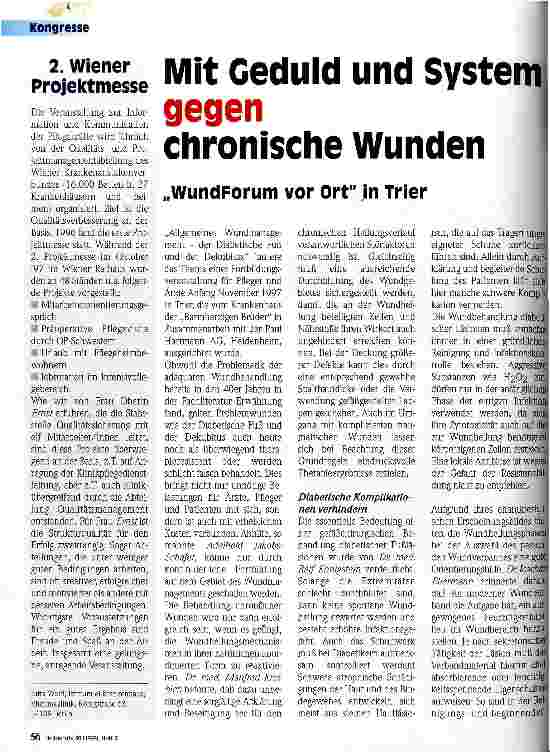 Vorschauseite 1: Mit Geduld und System gegen chronische Wunden WundForum vor Ort in Trier