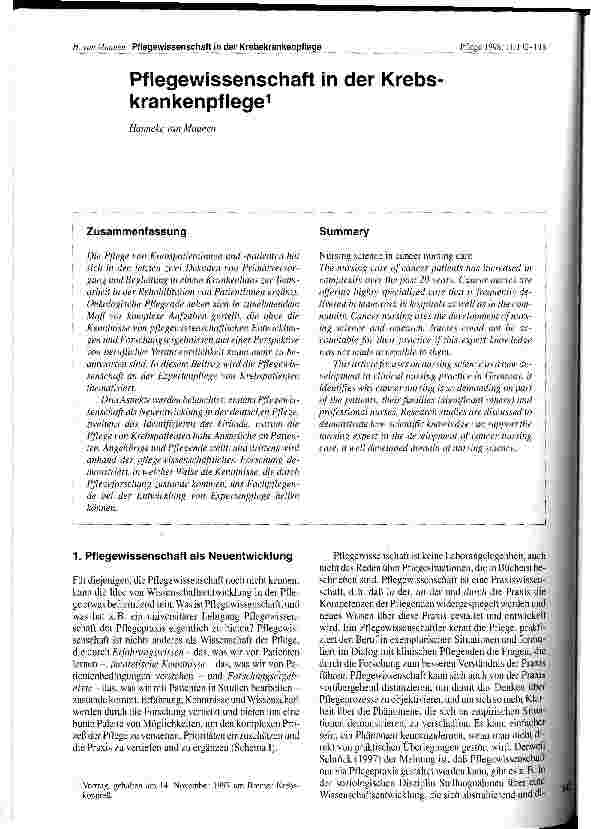 Vorschauseite 1: Pflegewissenschaft in der Krebskrankenpflege