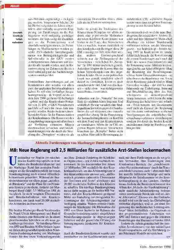 Vorschauseite 3: Muß die grüne Gesundheitsministerin rote Politik umsetzen? Grundlinien der Gesundheitspolitik der neuen Bundesregierung