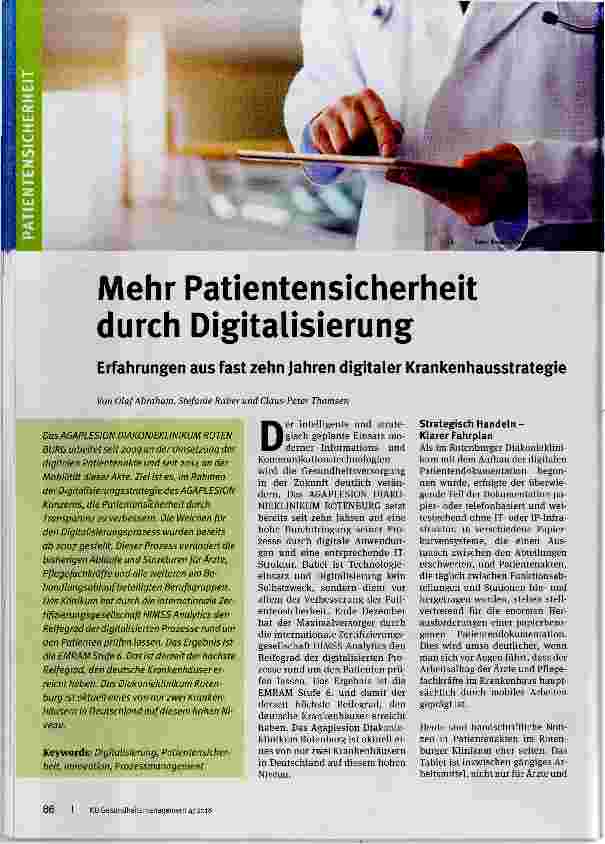 Vorschauseite 1: Mehr Patientensicherheit durch Digitalisierung