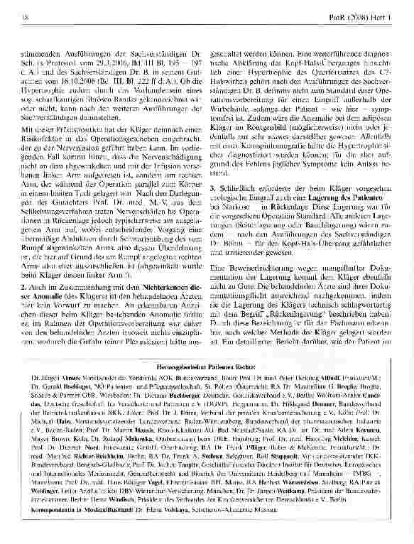 Vorschauseite 3: Keine Beweislastumkehr bei Lagerungsschäden während einer Operation infolge körperlicher Anomalie