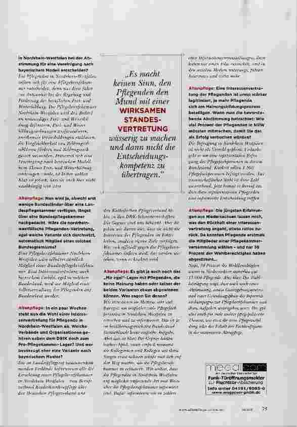 Vorschauseite 6: Die Pflegeberufekammer IST UNSER GUTES RECHT