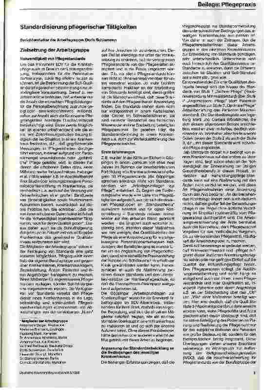 Vorschauseite 1: Einsatzmöglichkeiten der EDV in der Krankenpflege Standardisierung pflegerischer Tätigkeiten