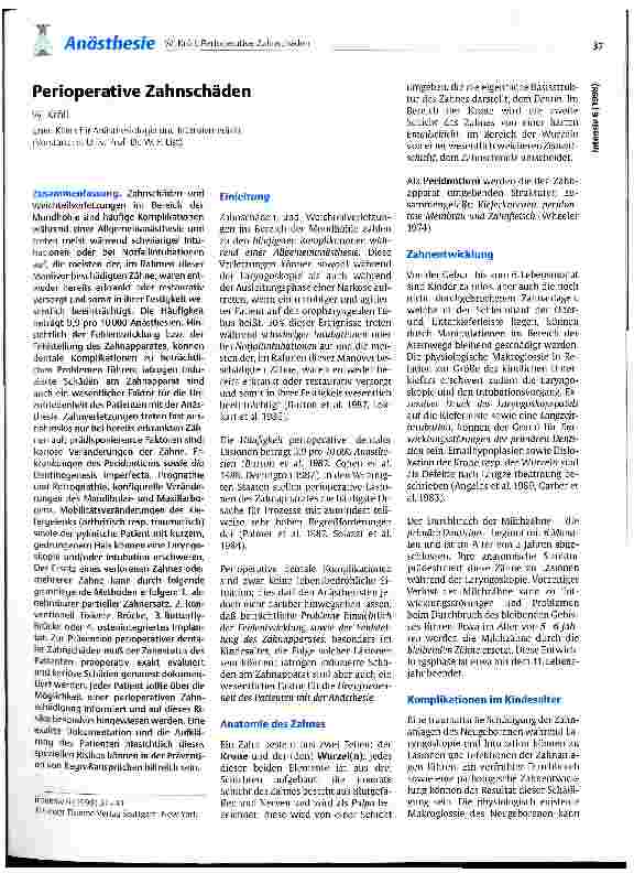 Vorschauseite 1: Perioperative Zahnschäden