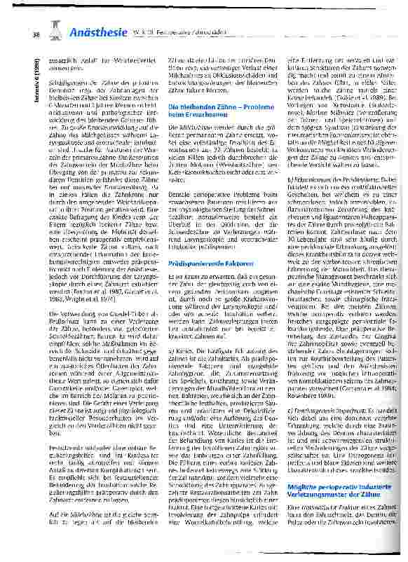 Vorschauseite 2: Perioperative Zahnschäden