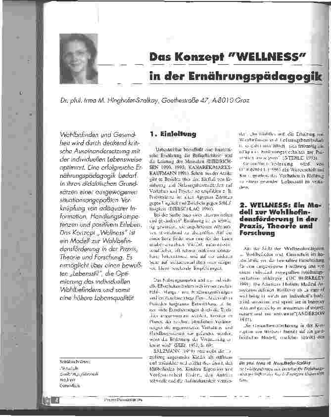 Vorschauseite 1: Das Konzept WELLNESS in der Ernährungspädagogik
