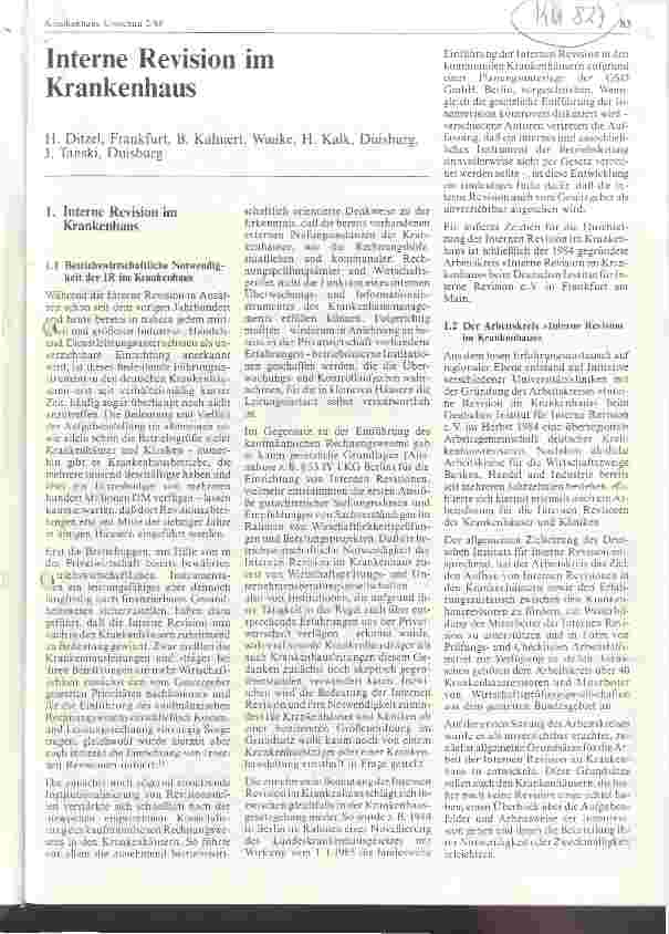 Vorschauseite 1: Interne Revision im Krankenhaus