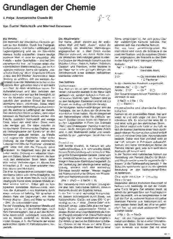 Vorschauseite 1: Grundlagen der Chemie 4. Folge: Anorganische Chemie (II)
