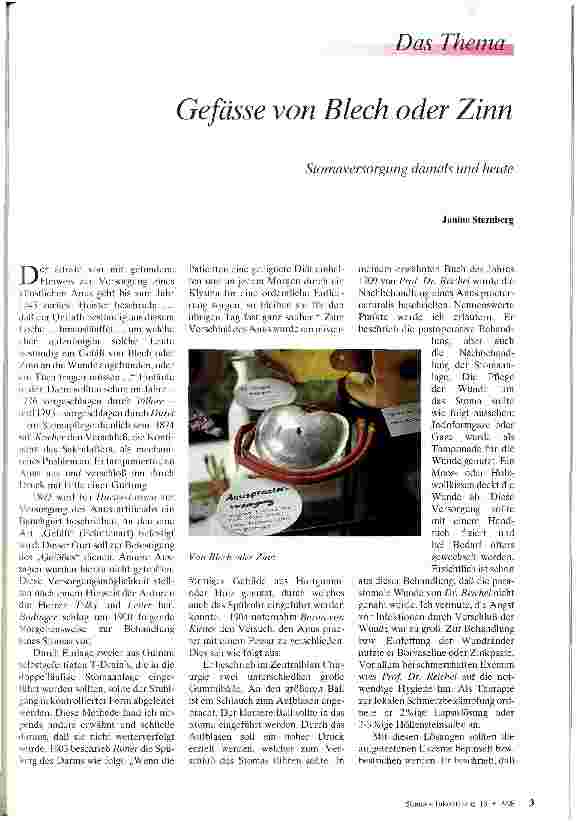 Vorschauseite 1: Gefässe von Blech oder Zinn Stomaversorgung damals und heute
