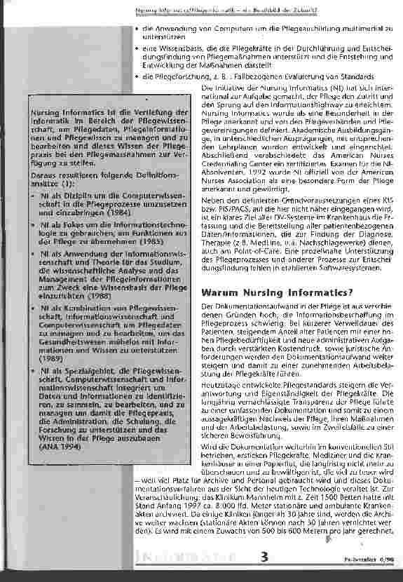 Vorschauseite 2: Nursing Informatics/Pflegeinformatik - ein Berufsbild der Zukunft?