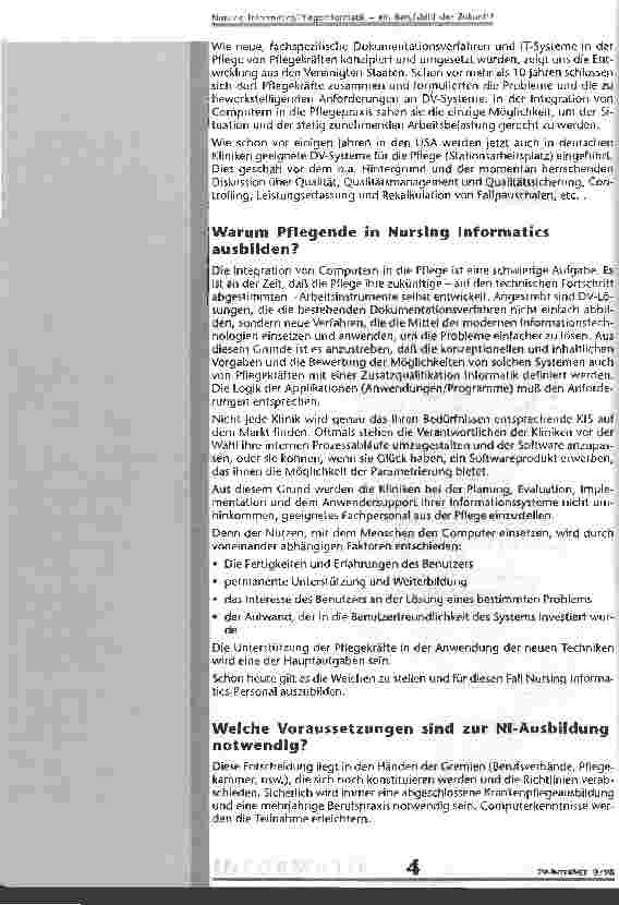 Vorschauseite 3: Nursing Informatics/Pflegeinformatik - ein Berufsbild der Zukunft?