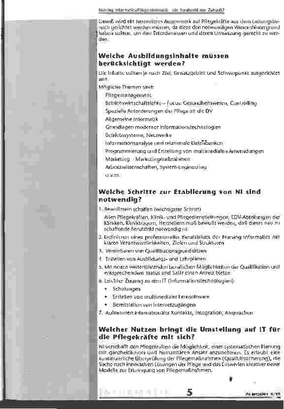 Vorschauseite 4: Nursing Informatics/Pflegeinformatik - ein Berufsbild der Zukunft?