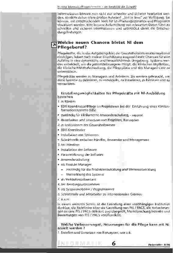 Vorschauseite 5: Nursing Informatics/Pflegeinformatik - ein Berufsbild der Zukunft?
