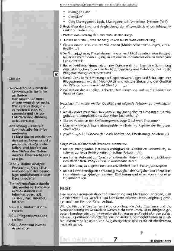 Vorschauseite 6: Nursing Informatics/Pflegeinformatik - ein Berufsbild der Zukunft?