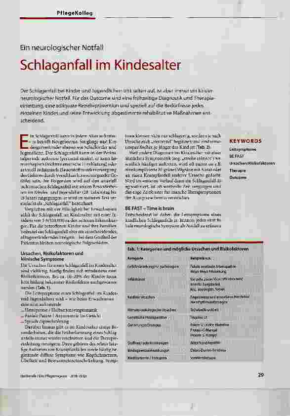 Vorschauseite 1: Schlaganfall im Kindesalter