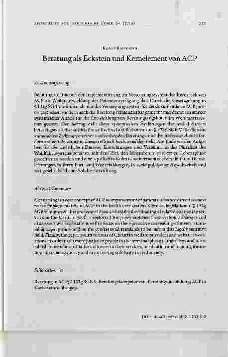 Vorschauseite 1: Beratung als Eckstein und Kernelement von ACP